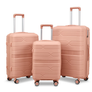 20/24/28 inch pink color pp trolley suitcase lightweight 3pcs luggage set pp high quality trolley bag luggage set