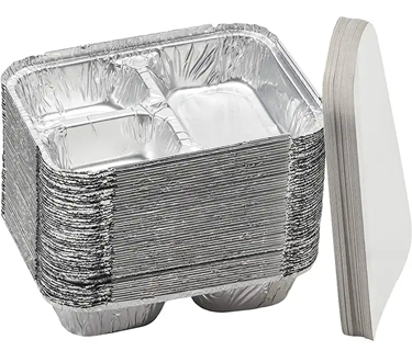 Disposable 3 Compartment Aluminum Food Pan Alu Foil Container Tray Price