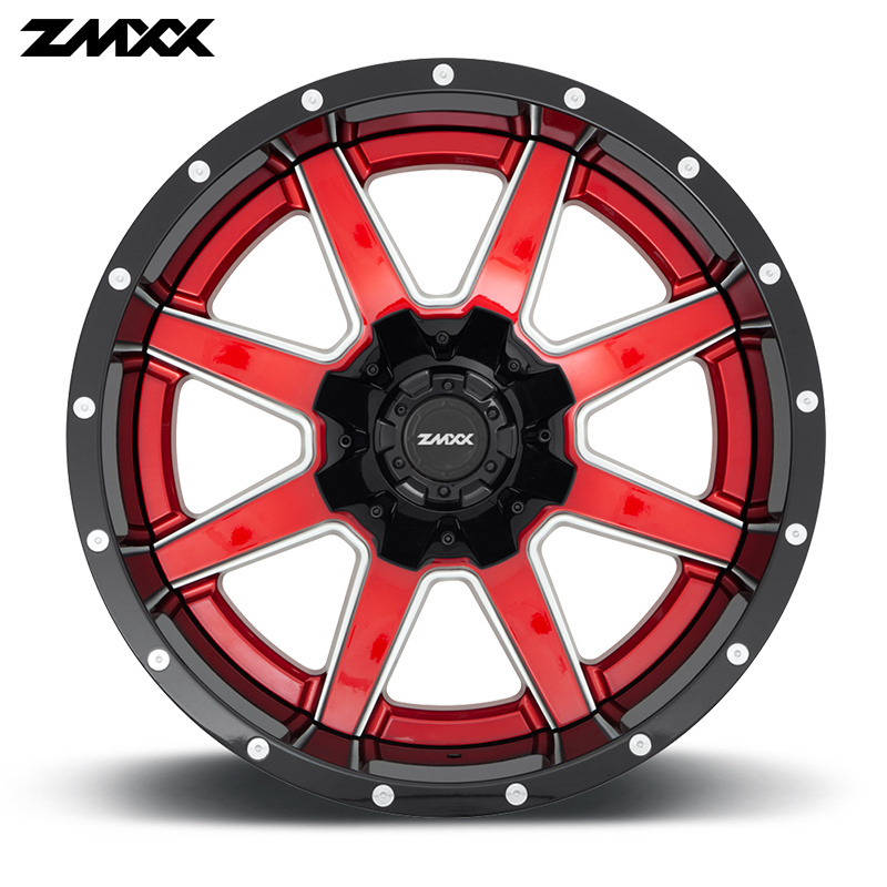 ZMXX 26 inch off-road wheels for Jeep wrangler,Freeman 5x114.3  5x120 20 24 26 inch black and red Aluminium forged alloy  rims