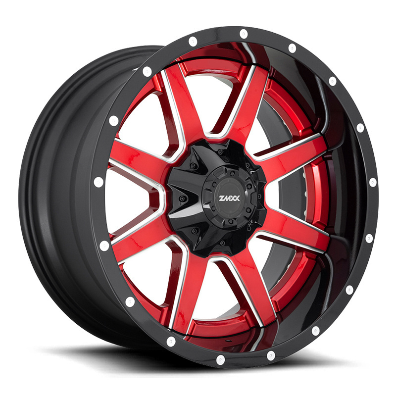 ZMXX 26 inch off-road wheels for Jeep wrangler,Freeman 5x114.3  5x120 20 24 26 inch black and red Aluminium forged alloy  rims