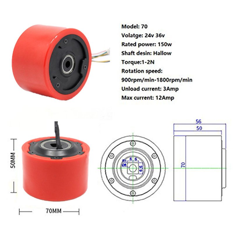 70 wheel remote-controlled electric scooter 24v36v brushless hub motor electric skateboard balanced bicycle motor with PU wheels