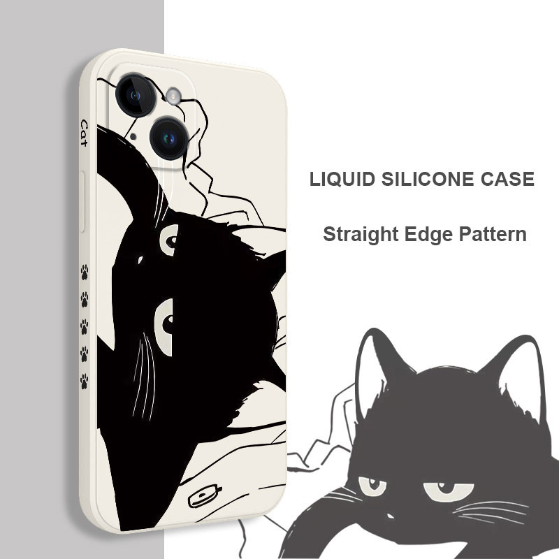 Aggrieved Cat Phone Case For iPhone 14 13 12 11 Plus Pro Max Mini X XR XS SE2020 8 7 6 6S Plus Liquid Silicone Cover