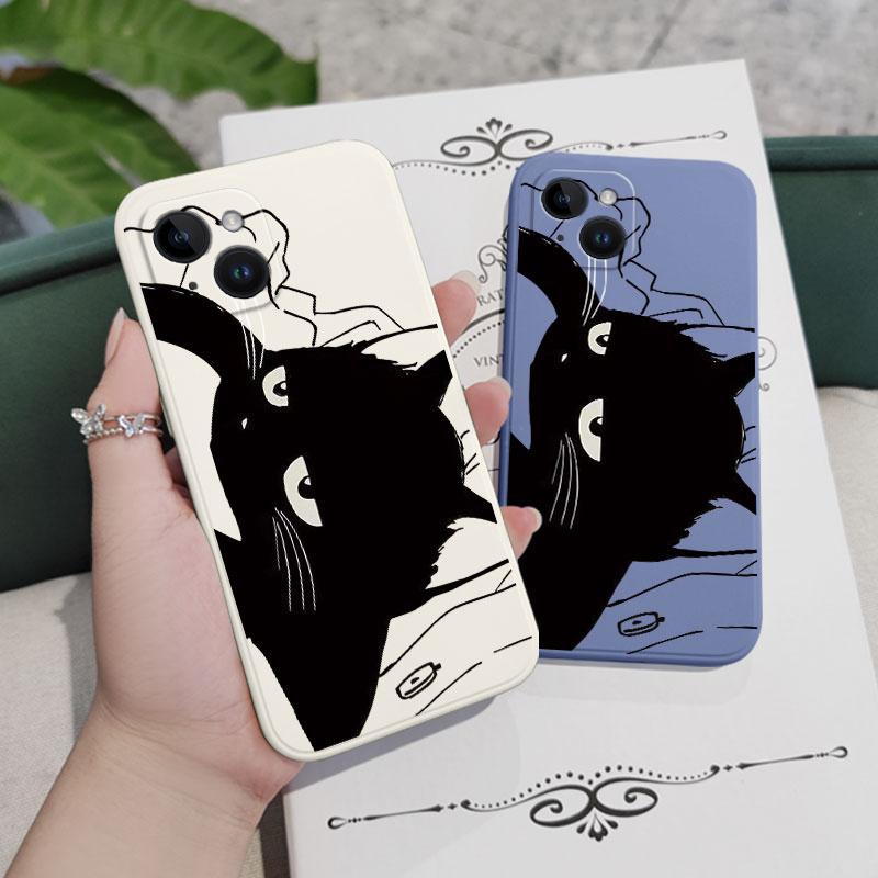 Aggrieved Cat Phone Case For iPhone 14 13 12 11 Plus Pro Max Mini X XR XS SE2020 8 7 6 6S Plus Liquid Silicone Cover