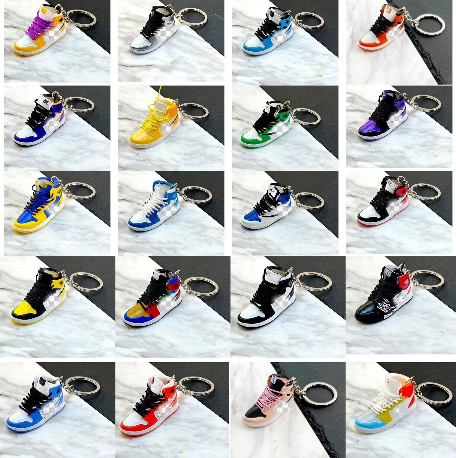 HOT Custom Wholesale PVC Rubber 3D Sneaker Sport Basketball Footwear Keychain Athletic Casual AJ 1 Trainer Shoe Key Chain