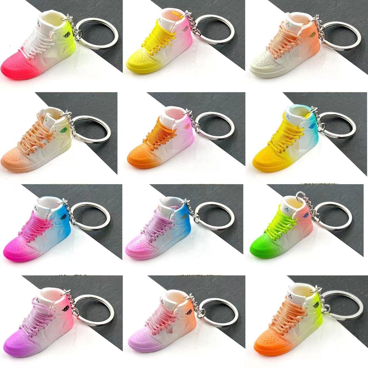 HOT Custom Wholesale PVC Rubber 3D Sneaker Sport Basketball Footwear Keychain Athletic Casual AJ 1 Trainer Shoe Key Chain