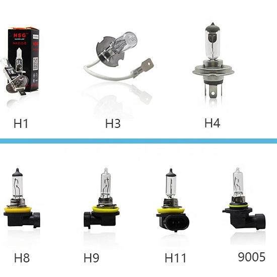 Factory direct auto headlight bulb car light h1 h3 h4 h7 h8 h9 h11 9005 9006 880 881 auto halogen lamp