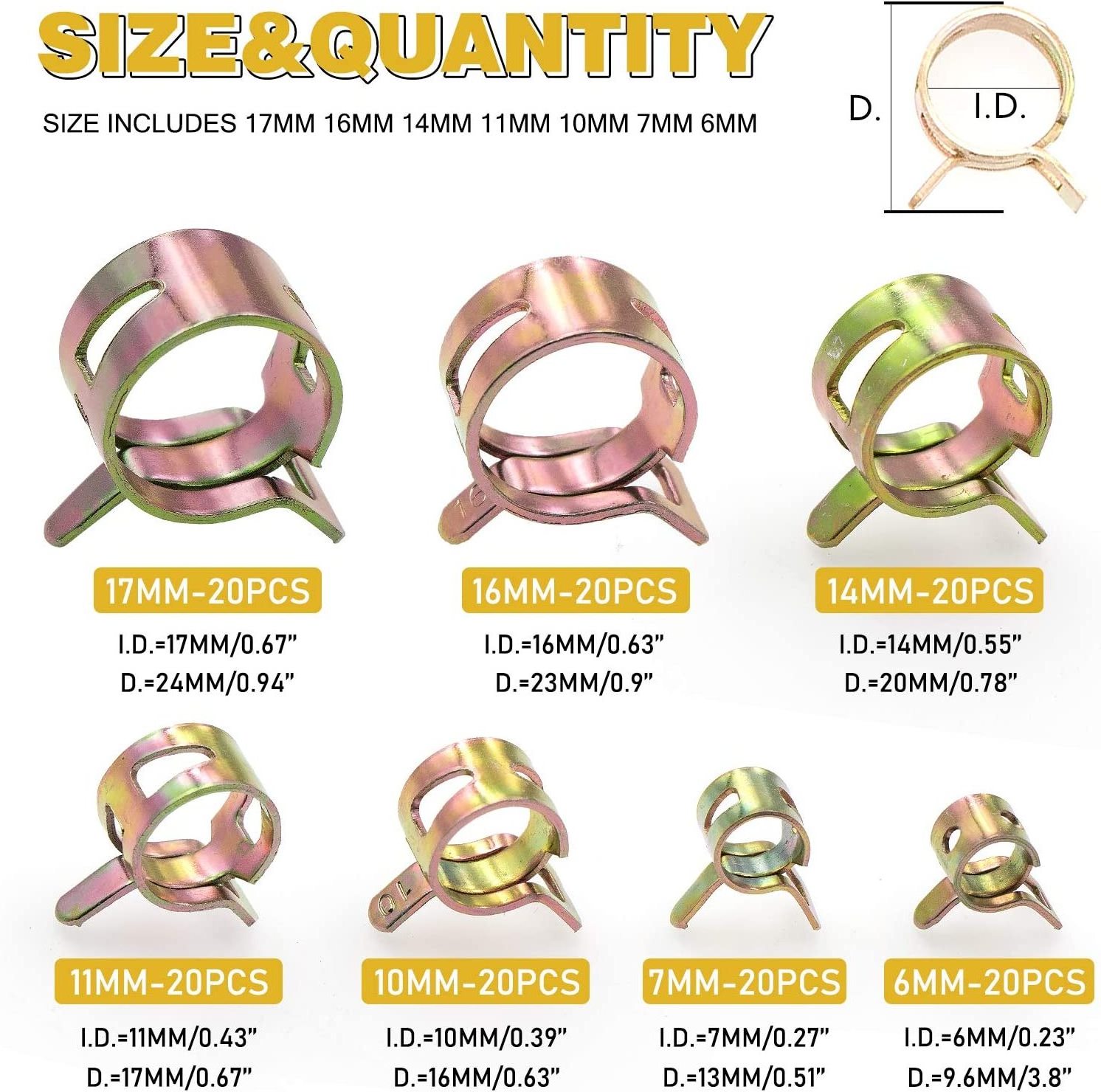 spring hose clamps zinc plated metal ring fuel line hose spring clip clamps constant tension hose clamp