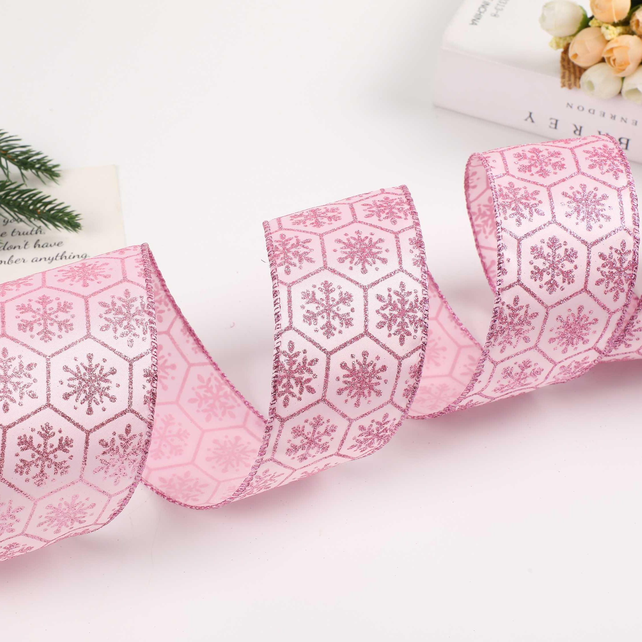 Wholesale Christmas Wired Ribbon Halloween Valentine Holiday Decorative Ribbon Roll With Wired Edge