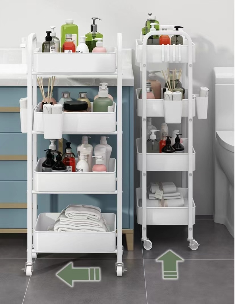 OEM ODM 5 Tier Storage Cart Wheels Mobile Storage Rack for Kitchen Bathroom Laundry Room