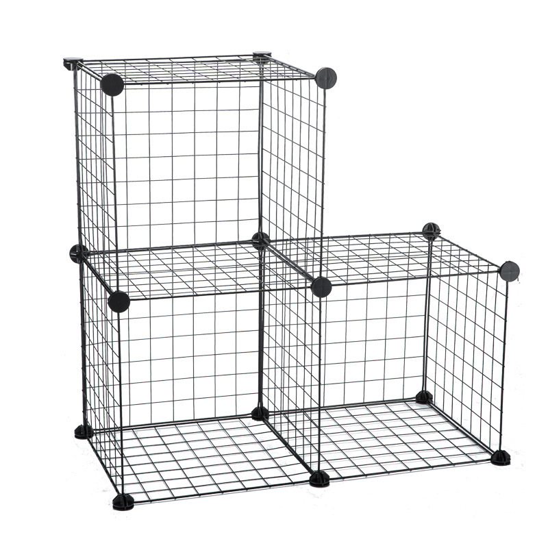 Living Room Bedroom Waterproof Content Visible Cube Shoe Rack Metal Wire Lattice Wardrobe Clothes Organizer Shelf Organizer