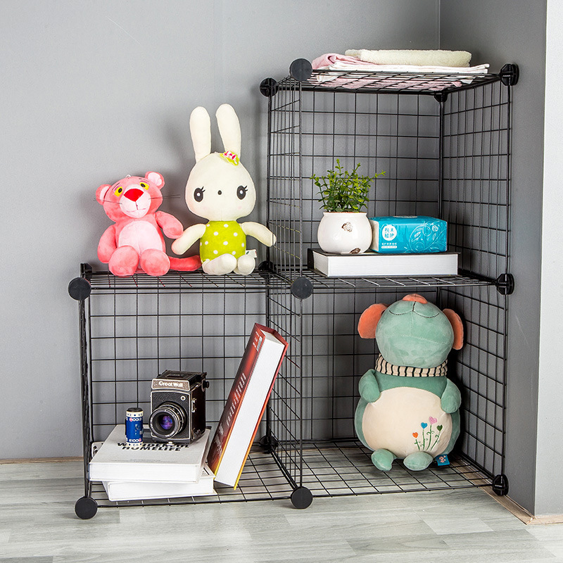 Living Room Bedroom Waterproof Content Visible Cube Shoe Rack Metal Wire Lattice Wardrobe Clothes Organizer Shelf Organizer