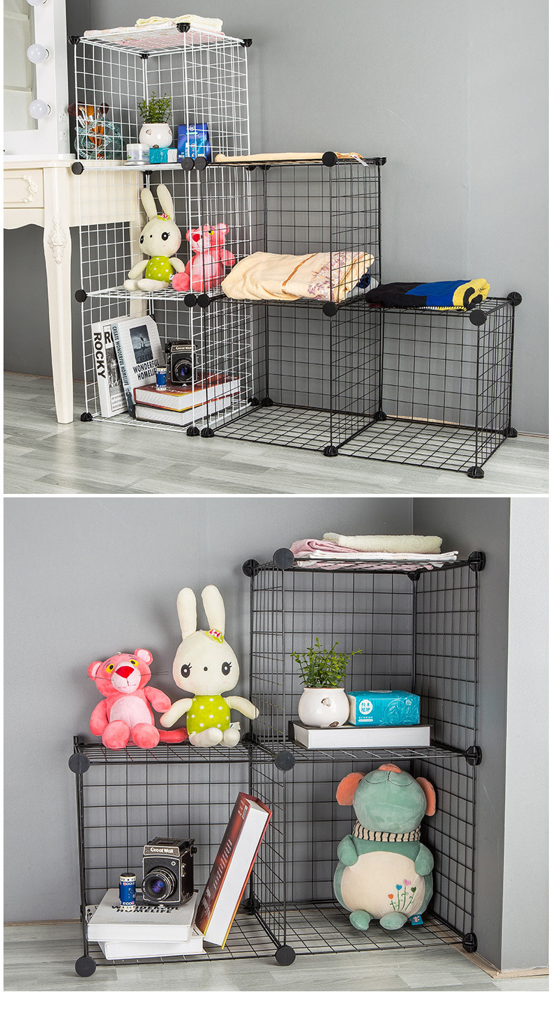 Living Room Bedroom Waterproof Content Visible Cube Shoe Rack Metal Wire Lattice Wardrobe Clothes Organizer Shelf Organizer