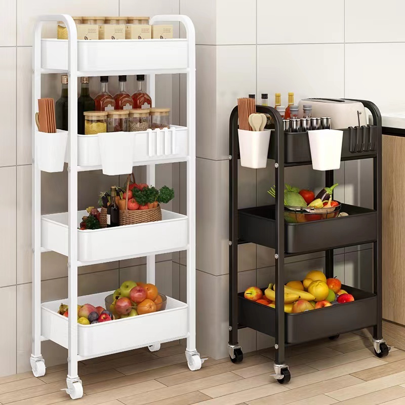 OEM ODM 5 Tier Storage Cart Wheels Mobile Storage Rack for Kitchen Bathroom Laundry Room