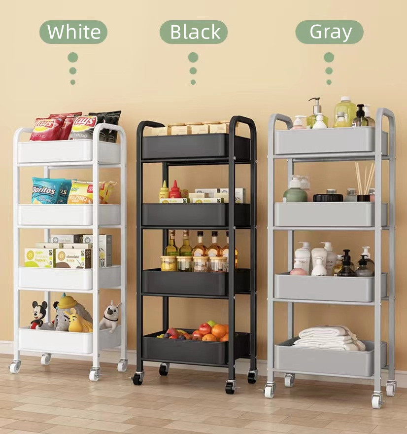 OEM ODM 5 Tier Storage Cart Wheels Mobile Storage Rack for Kitchen Bathroom Laundry Room