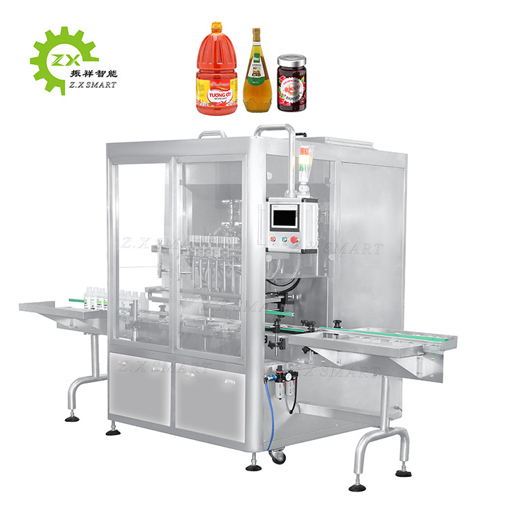 ZXSMART Automatic 6 Heads Honey Jam Ketchup Chocolate Peanut Paste Seafood Sauce Vacuum Filling Machine