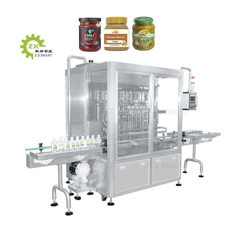 ZXSMART Automatic 6 Heads Honey Jam Ketchup Chocolate Peanut Paste Seafood Sauce Vacuum Filling Machine