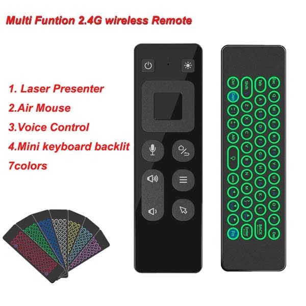 T9 Laser Pointer 2.4G Voice Remote Control Backlit Mini Keyboard Air Mouse BT Wireless PPT Presenter Pen