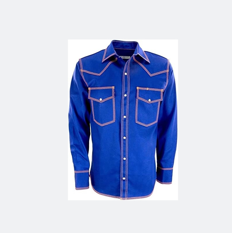 ZX OEM Fire Resistant Safety Clothing Western Long Sleeve Flame Retardant Men Work Shirt Cotton Fr Welding Shirt