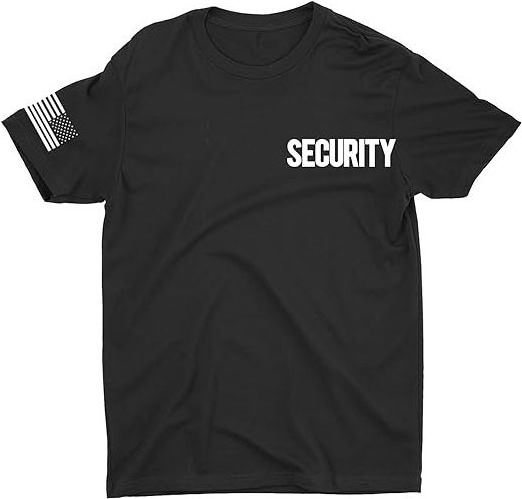 Security T-Shirt Front Back Print Mens Short Sleeve Tee Guard Event Costume Uniform Tshirts