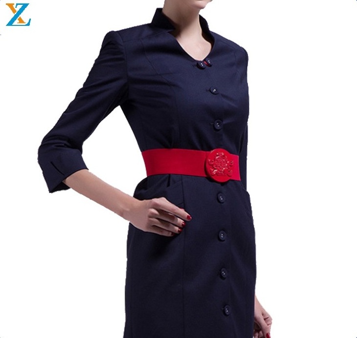 American Emirates Airline Women Flight Attendants Uniform Stewardess Short Sleeve Slim Fit Uniform Dress