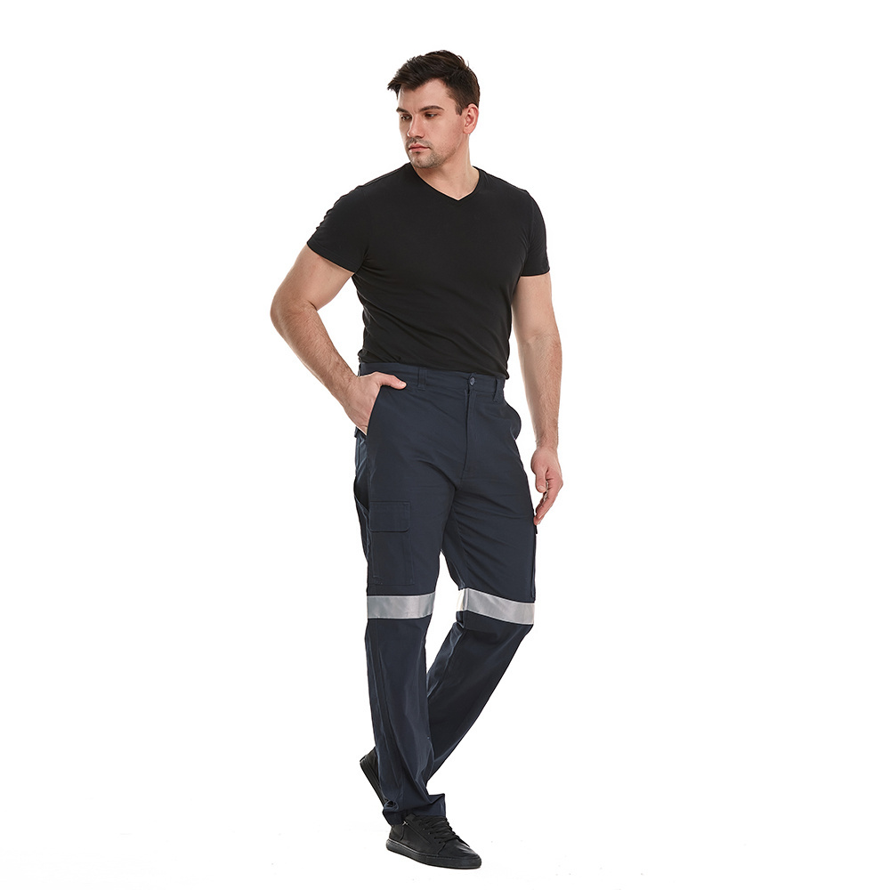 Industrial Safety Workwear Multi-Tool Pocket Cargo Pants Hi Vis Reflective Road Construction Field Work Pants