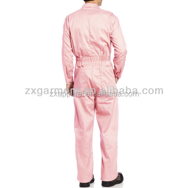 Mechanic Coveralls Men's Long Sleeve Coverall Stain & Wrinkle Resistant Work Suit with Multi Pockets Pink