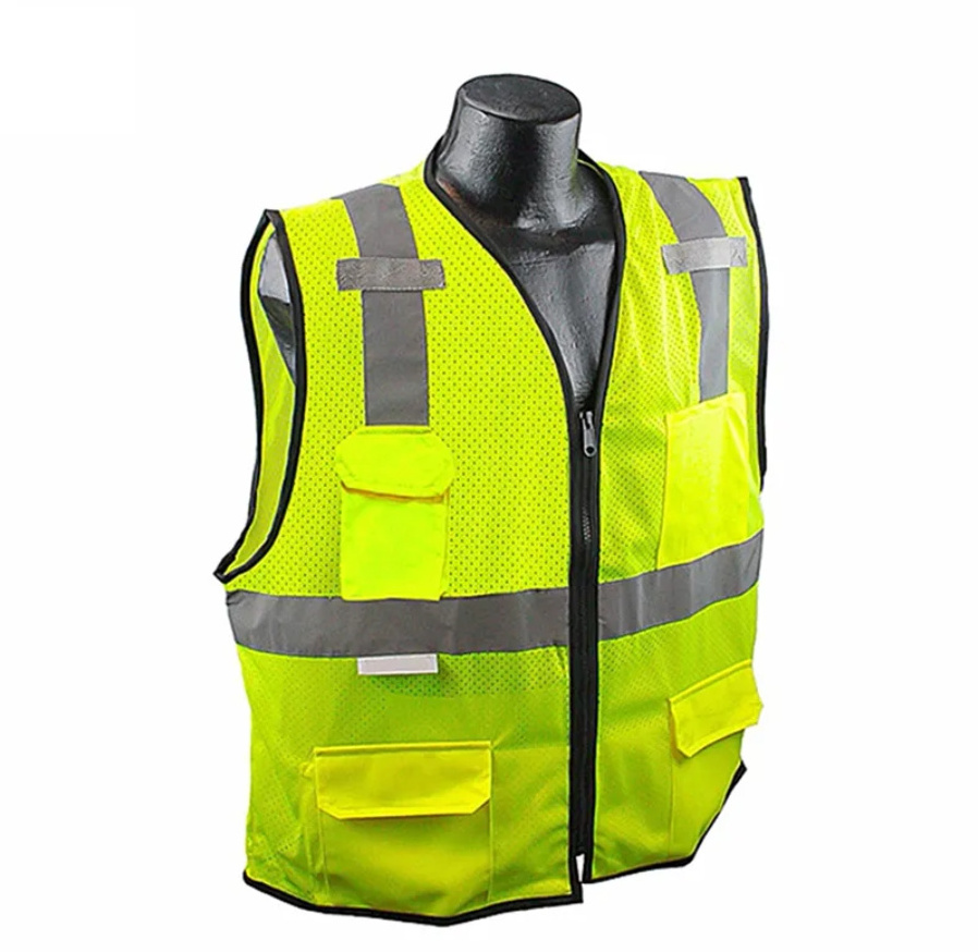 Custom Made High Visibility Multi Pocket Black Warning Reflective Road Safety Vest Black Hi Vis Safety Vest