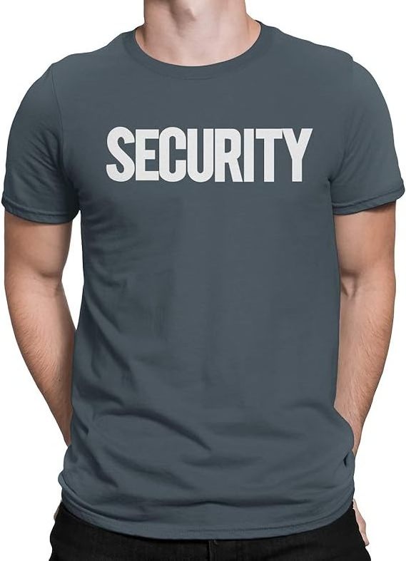 Security T-Shirt Front Back Print Mens Short Sleeve Tee Guard Event Costume Uniform Tshirts