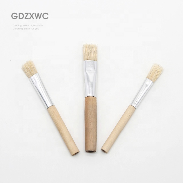 Beech Wood Round Hog Bristles soft Paint Brush Custom Nature Painting Brush