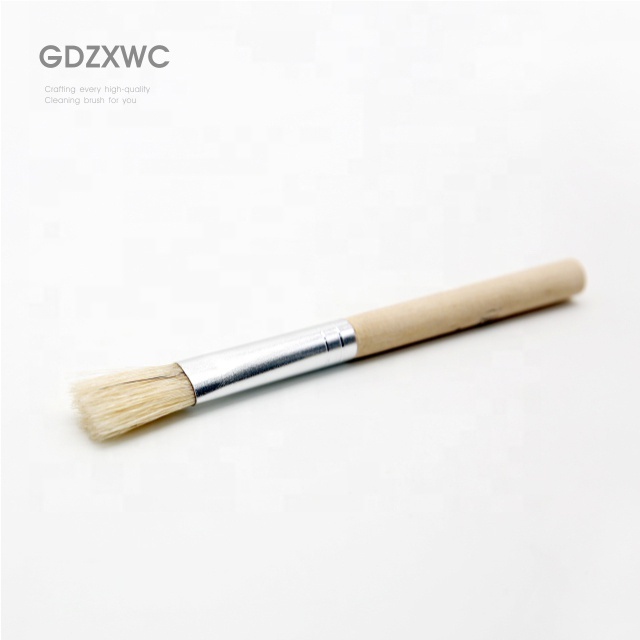 Beech Wood Round Hog Bristles soft Paint Brush Custom Nature Painting Brush