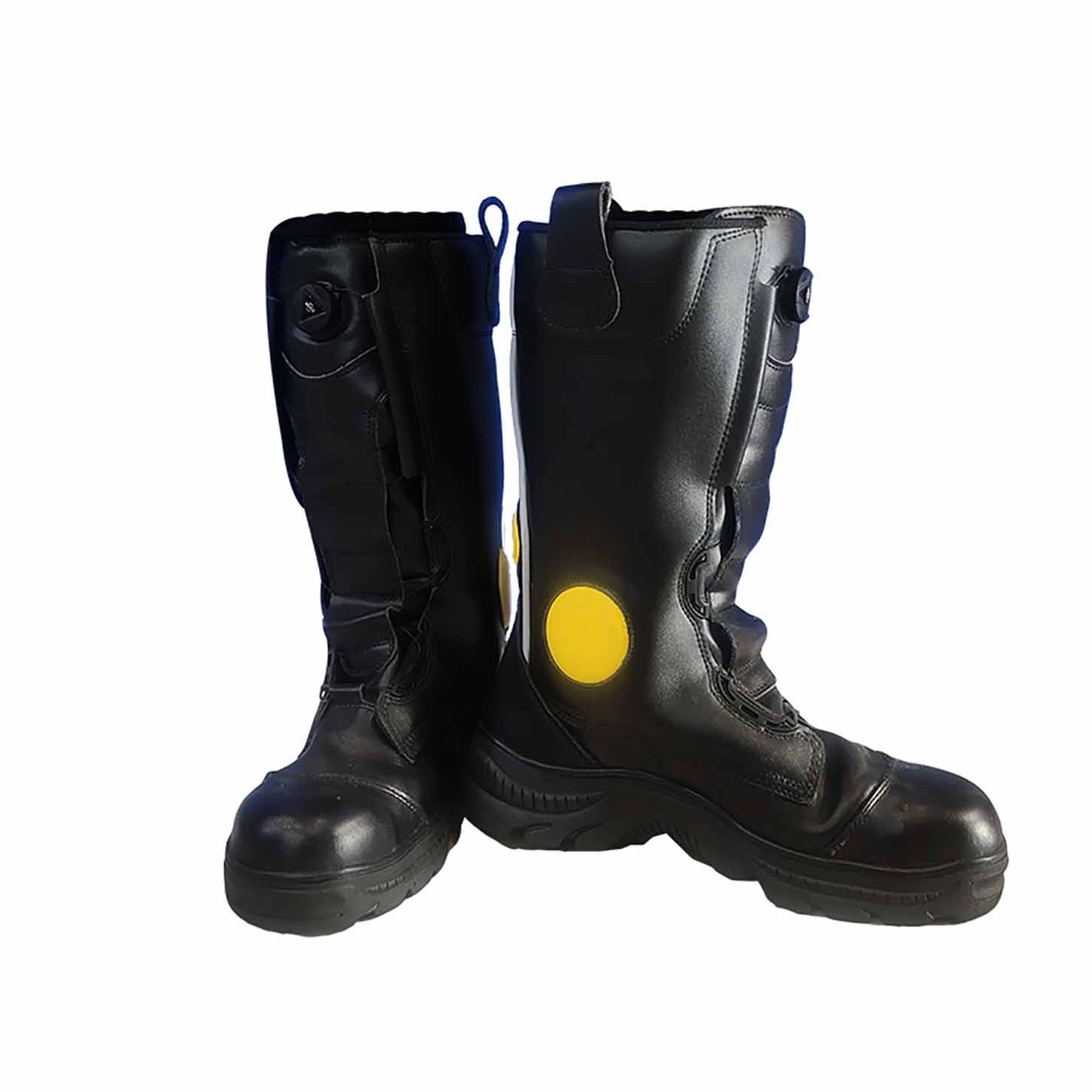 Black Anti Cutting Fire Proof Work Boot Fire Fighting Protective Leather Boots For Firefighter