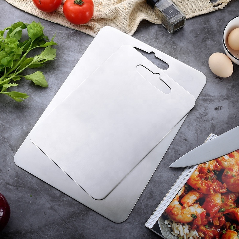 Durable Using Small Large Stainless Steel Cutting Chopping Board Cutting Board With Handle For Meat Fruit Vegetable