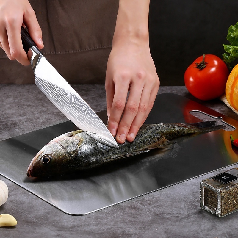 Durable Using Small Large Stainless Steel Cutting Chopping Board Cutting Board With Handle For Meat Fruit Vegetable