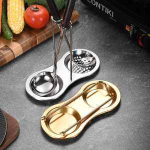 Double Cooking Utensil Hot Pot Spoon Soup Ladle Golden Rest Ladle Stand Lid Shelf Stainless Steel Spoon Dish Drain Rack Rest