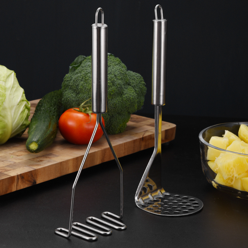 Custom Logo Kitchen Fruit Vegetable Presser Tools stainless steel kitchen potato ricer and masher Mini Potato Masher