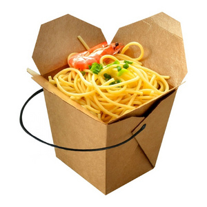 kraft noodles box food grade grease proof top handle fried chicken fried rice good quality carriers made in China cheap food box