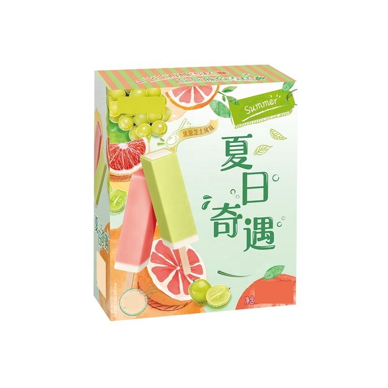 Wholesale Custom Printed Supermarket Grocery Frozen Food Snacks Cardboard Box Paper Packaging Box for Ice Cream Packaging