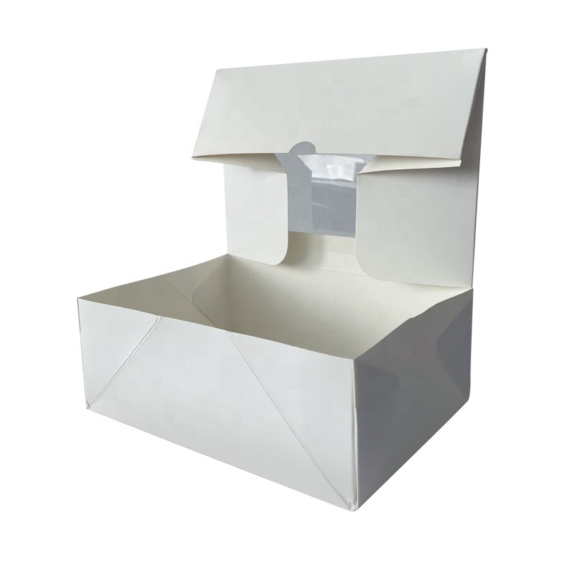 Foldable White Bakery Wedding Cake Paper Flat Box with Window Baking Gift Packaging Boxes for Pastries Cookies Cake Paper Boxes