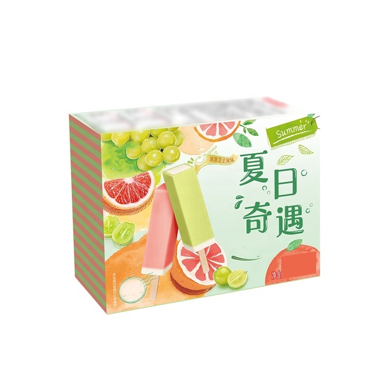 Wholesale Custom Printed Supermarket Grocery Frozen Food Snacks Cardboard Box Paper Packaging Box for Ice Cream Packaging