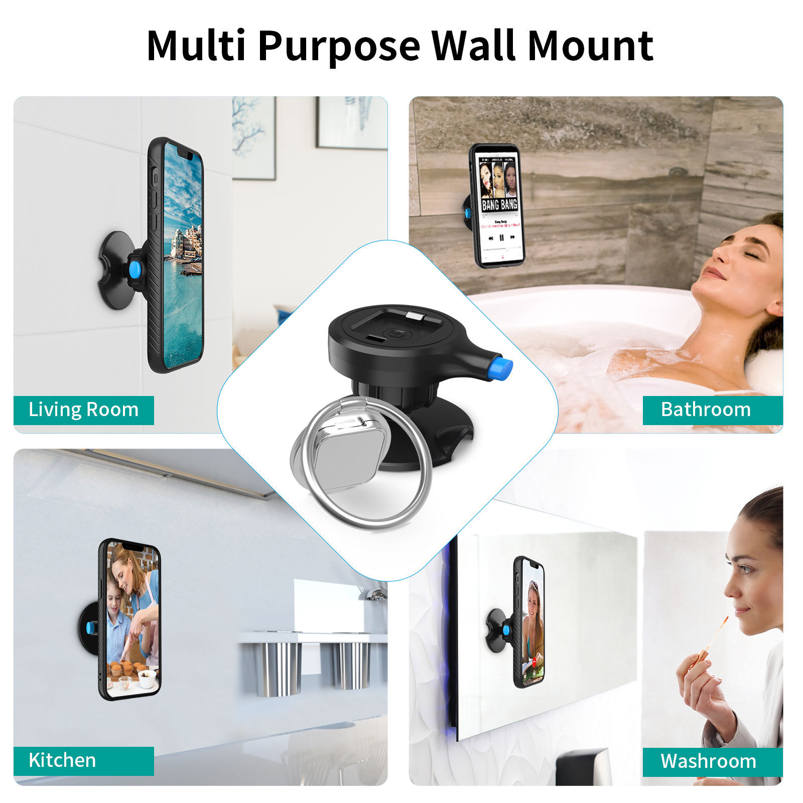 Universal Mobile Wall Mount Cell Phone Holder Stand Adhesive Smartphone Bracket Home Desk Bedroom