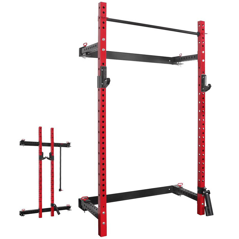 Customized Commercial Functional Fitness Gym Equipment Adjustable Foldable Wall Mounted Squat Power Rack