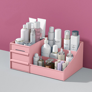 Guangzhou Factory Supply Multifunctional Desktop Cosmetic Storage Box Makeup Organizer With Drawers 2 Layer White Color