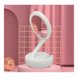 White Color Dressing Mirror Travel Handheld Portable Adjustable Cosmetic Mirror With Led Light Magnification