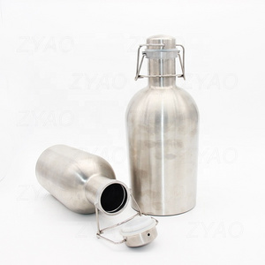 Stainless Steel Insulated Beer Growler 64 oz Water Bottle for hiking and outdoors