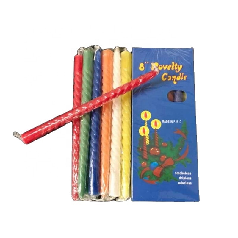 Twisted Spiral Long Taper Colorful Spiral Candle bule box 8