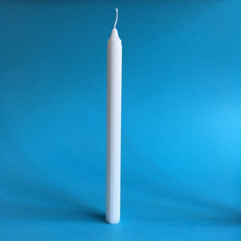 African Market Long Burning White Fluted Stick Candle