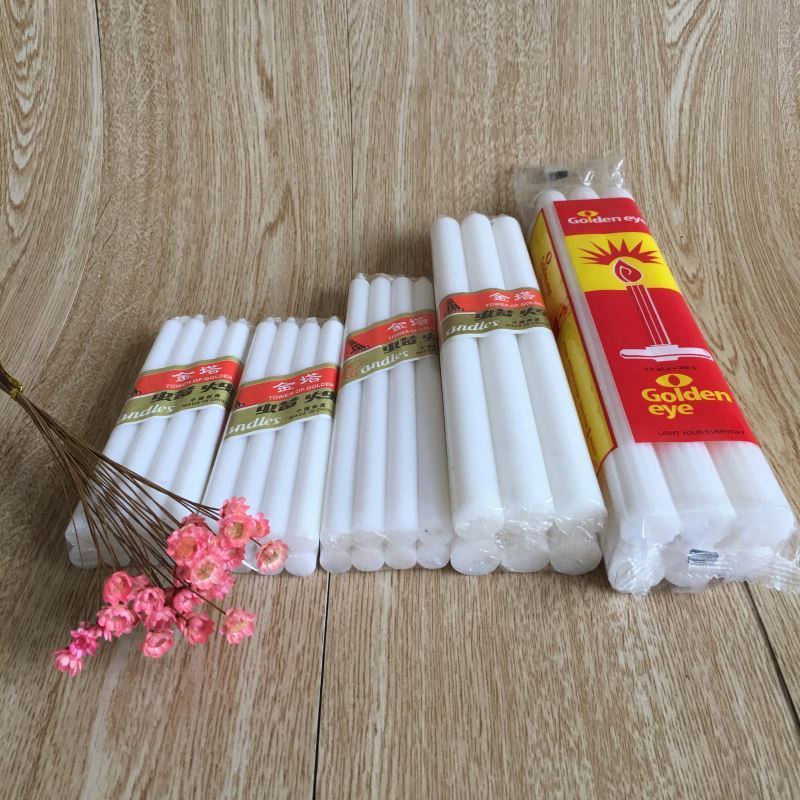 African Market Long Burning White Fluted Stick Candle