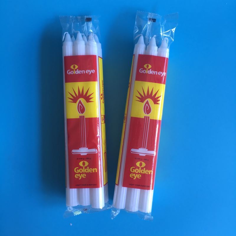 African Market Long Burning White Fluted Stick Candle