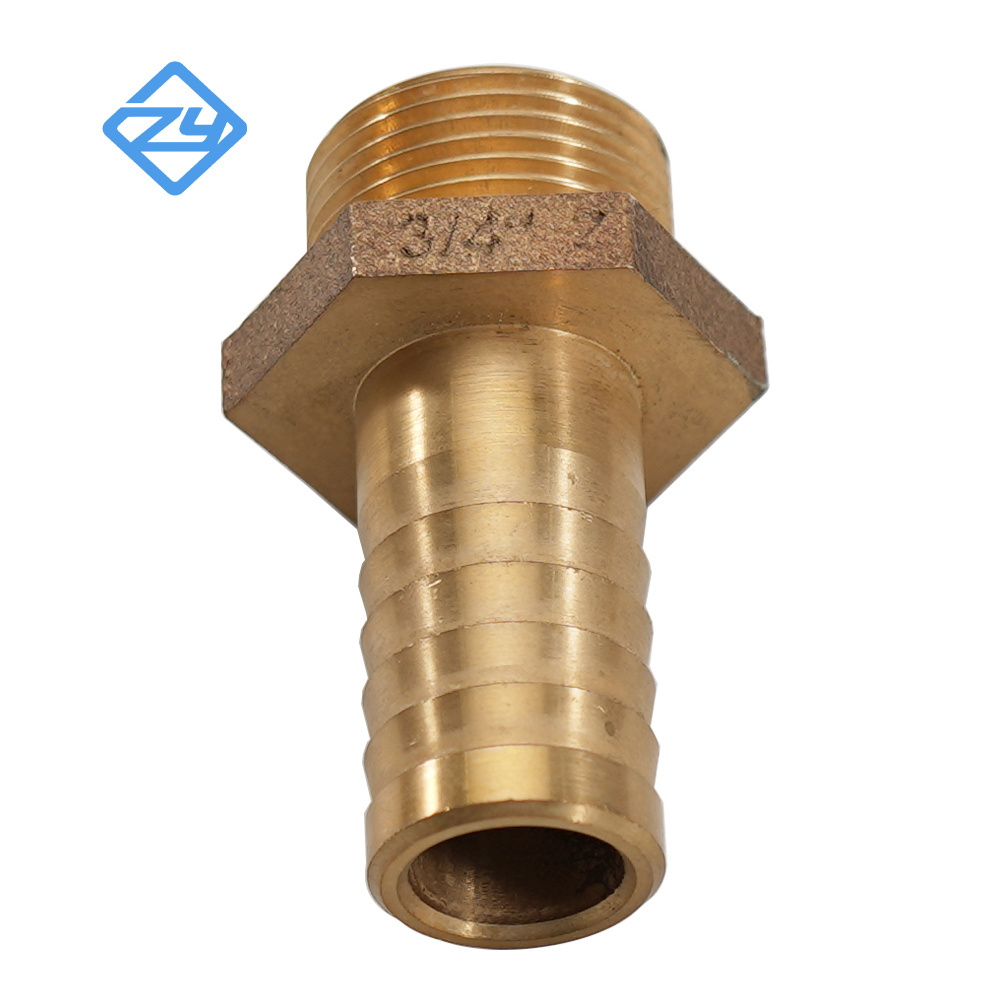 Cast Bronze Barb Hose Fitting Connector Adapter with Male Thread and Hexagonal Collar