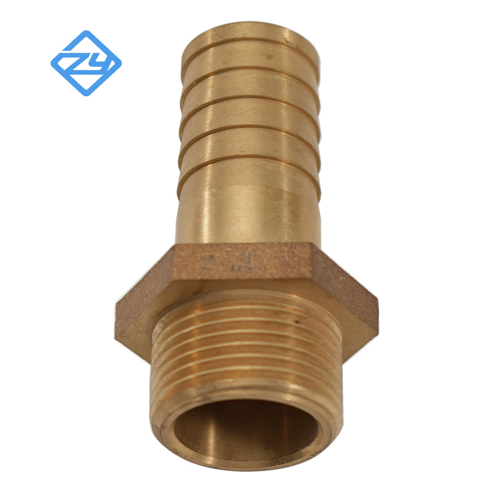 Cast Bronze Barb Hose Fitting Connector Adapter with Male Thread and Hexagonal Collar